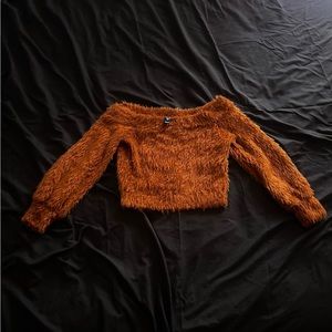Windsor Cropped Furry Brown Sweater -Small